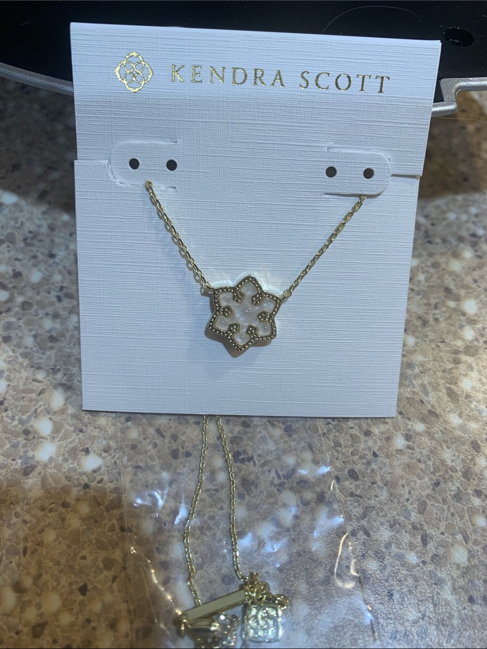 Kendra Scott Gold White Snowflake Outline Pendant Necklace
